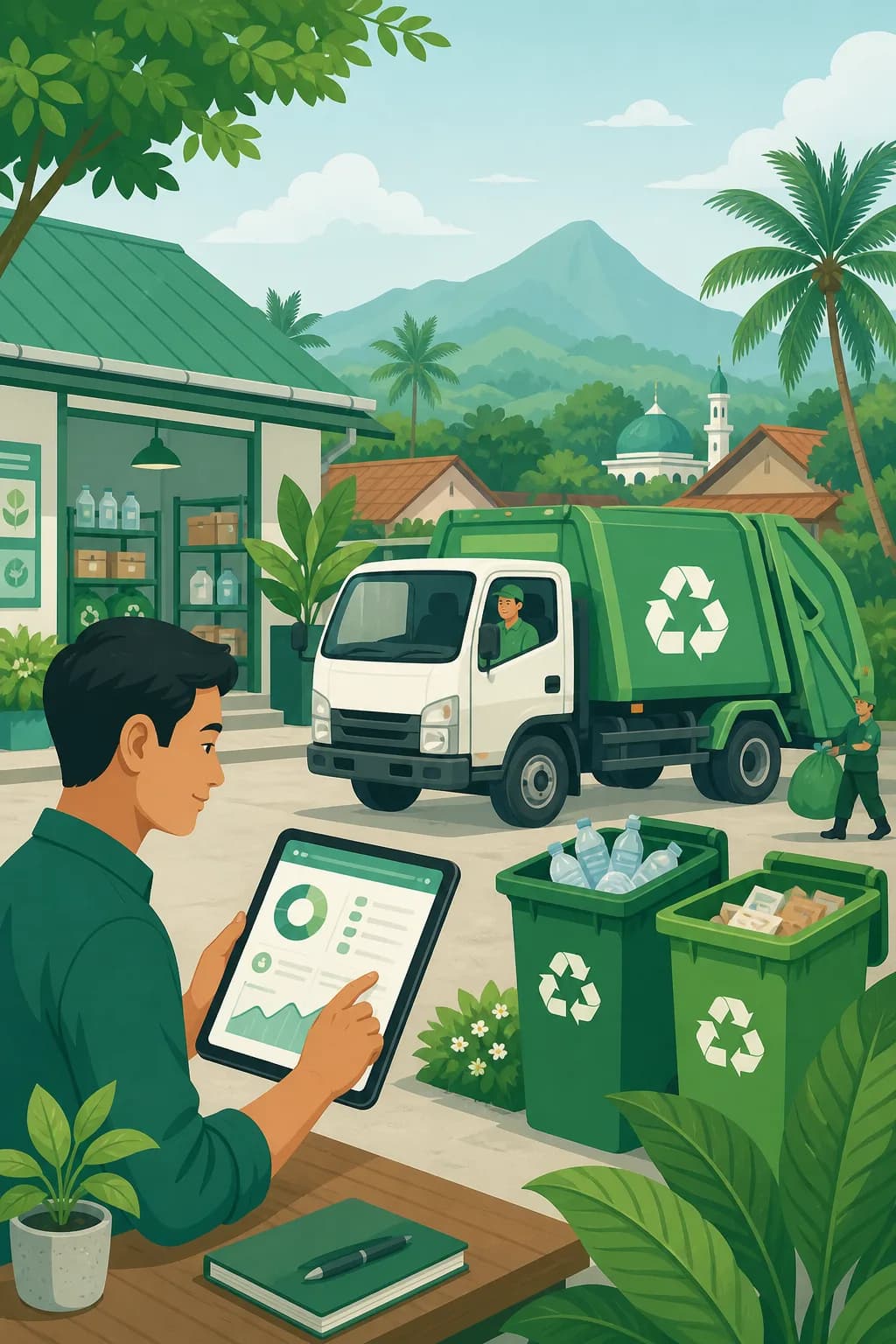 Ilustrasi operasional panel bank sampah